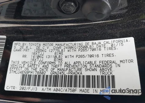 2015 Toyota Tacoma Base V6 из США, поврежденный, VIN 3TMLU4EN9FM178802